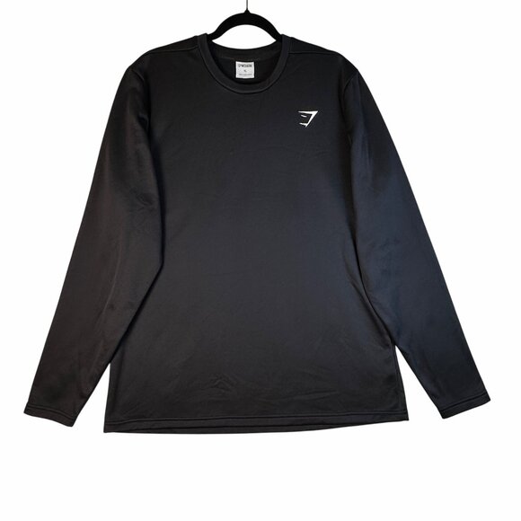 Gymshark Men’s XL Black Tech Fleece Long Sleeve Shirt Crewneck Athletic Top - Picture 2 of 6